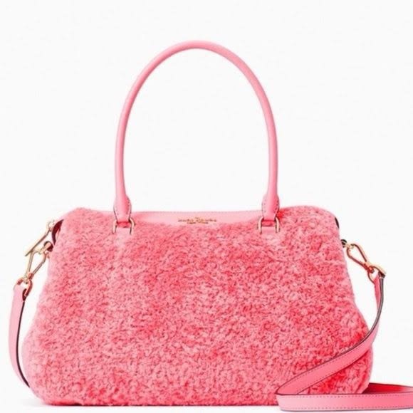 KATE SPADE ($448) Mimi Faux Fur Satchel/Crossbody - Blush Pink - Picture 1 of 9
